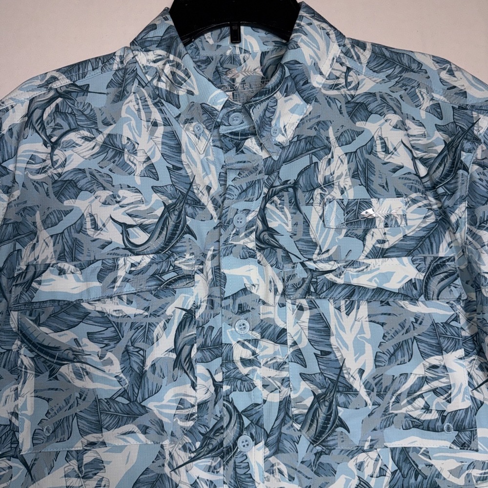 Silver Bait Men's Fishing Short Sleeve Shirt Wicking UPF 50+ Medium Blue‎